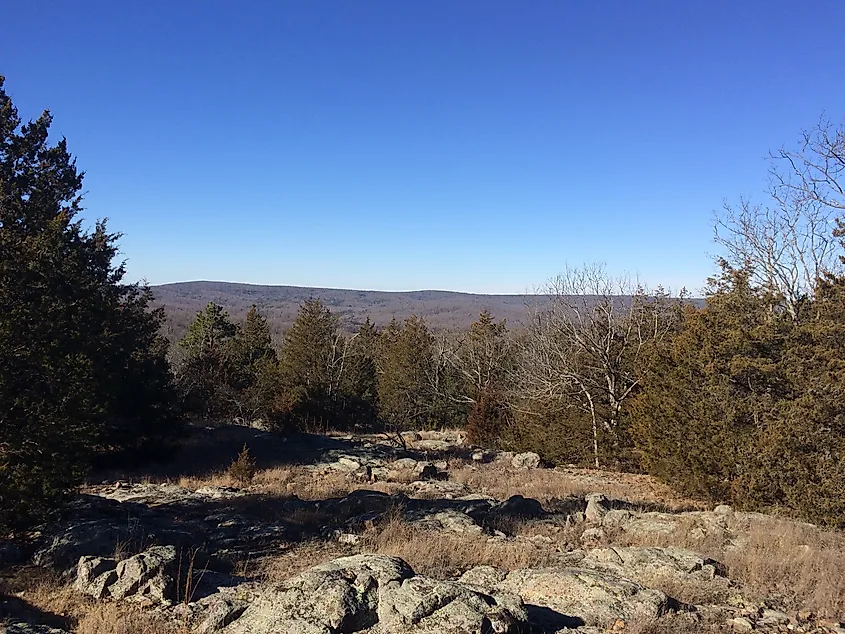 View along a mountain ridge in Mark Twain National Forest, Missouri