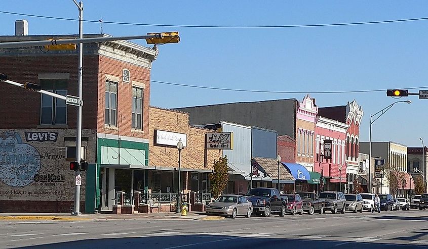Downtown street in Blair, Nebraska.