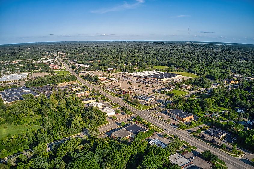 Aerial View of the Lansing Suburb of Okemos, Michigan