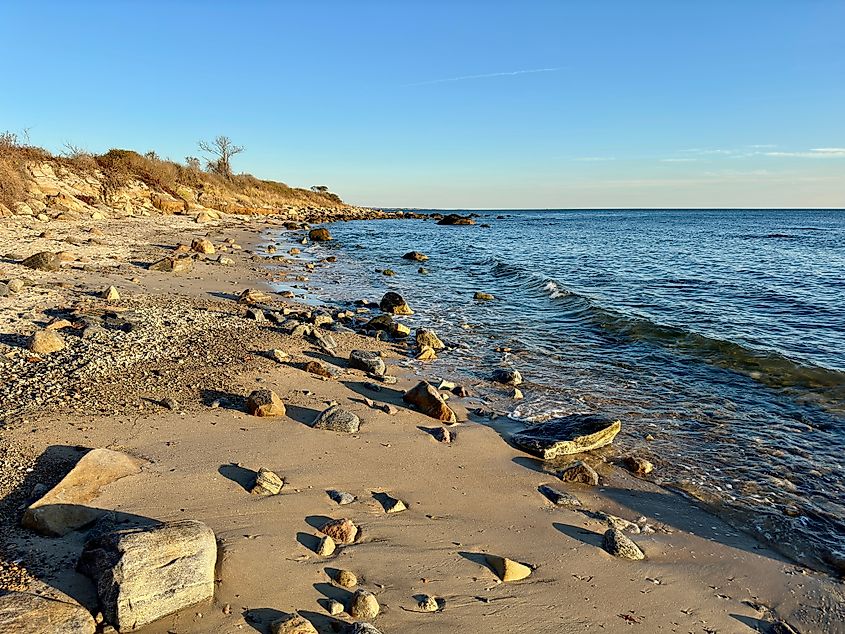 Empty beach in Waterford, Connecticut.