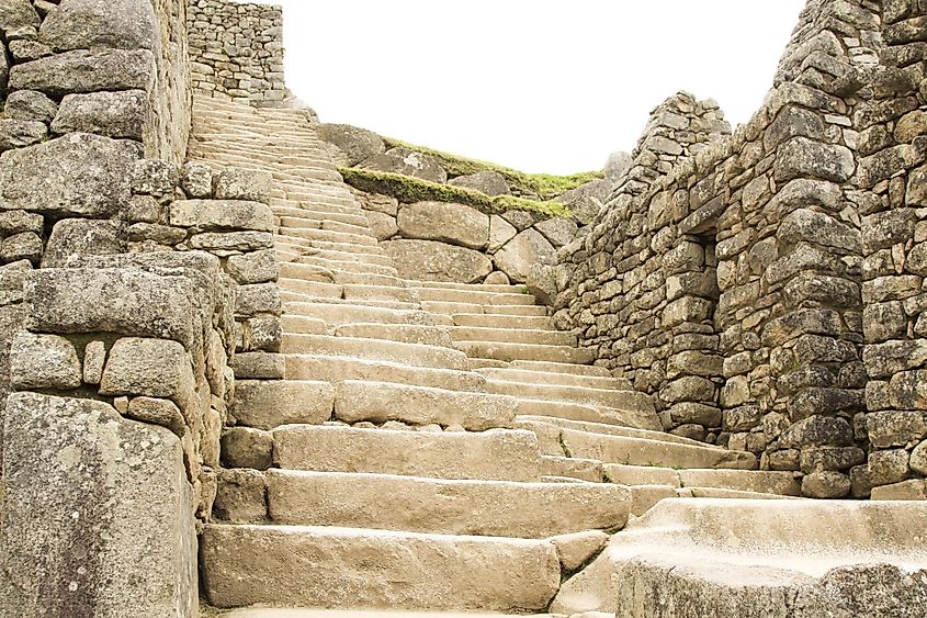 Long staircase in Machu Picchu.