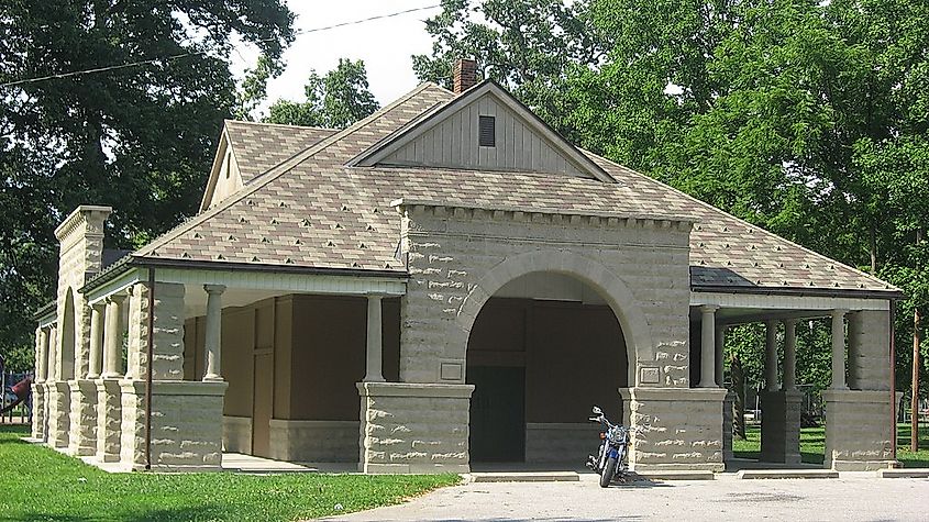 Southern side of the pavilion in Collett Park in Terre Haute, Indiana, United States.