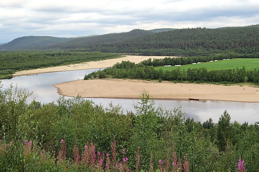 The beautiful Kemijoki River meandering through Finland.