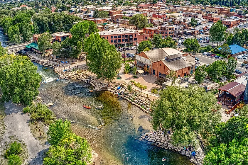 Aerial view of Salida, Colorado.