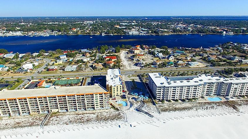 Aerial view of Fort Walton Beach, Florida.