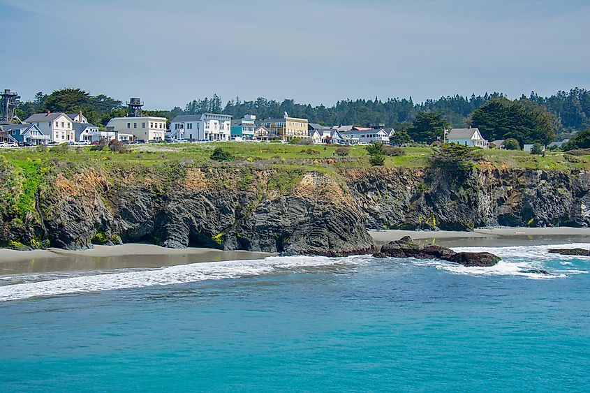 The picturesque town of Mendocino on the Pacific coast.