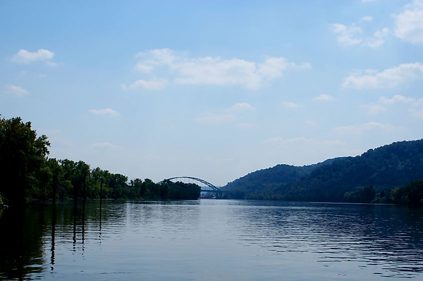 The Ohio River, which forms West Virginia's western boundary