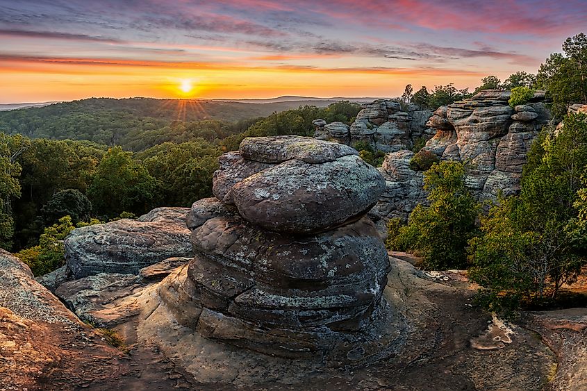 Sunset over Shawnee National Forest in Illinois