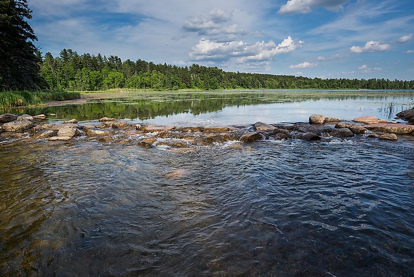 The headwaters of the Mississippi River at Lake Itasca in Minnesota