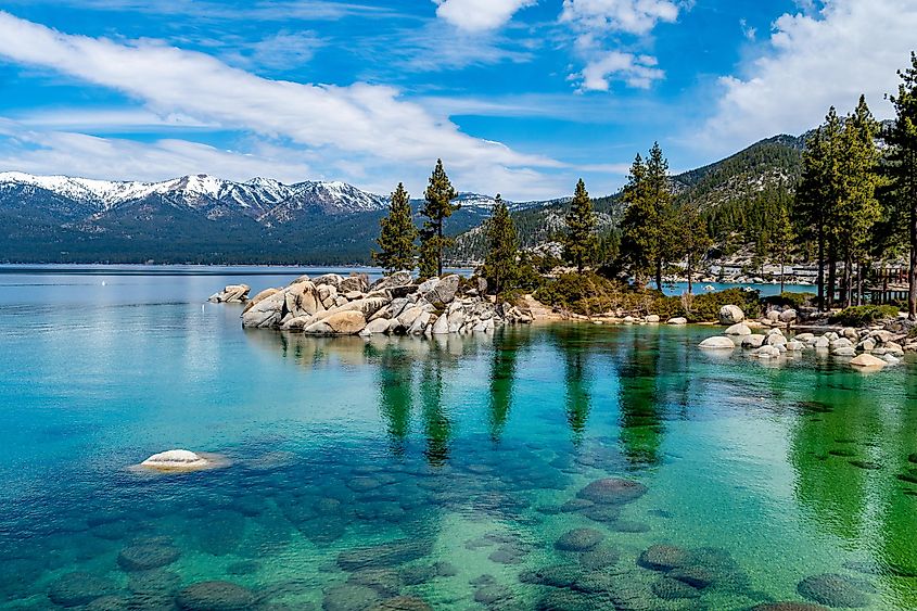 The clear blue water of Lake Tahoe.