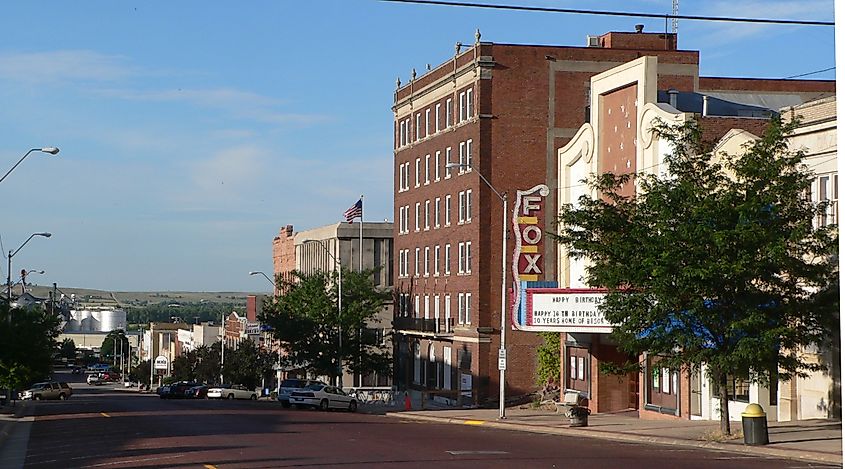 A picturesque view of downtown McCook, Nebraska, showcasing the west side of George Norris Avenue.