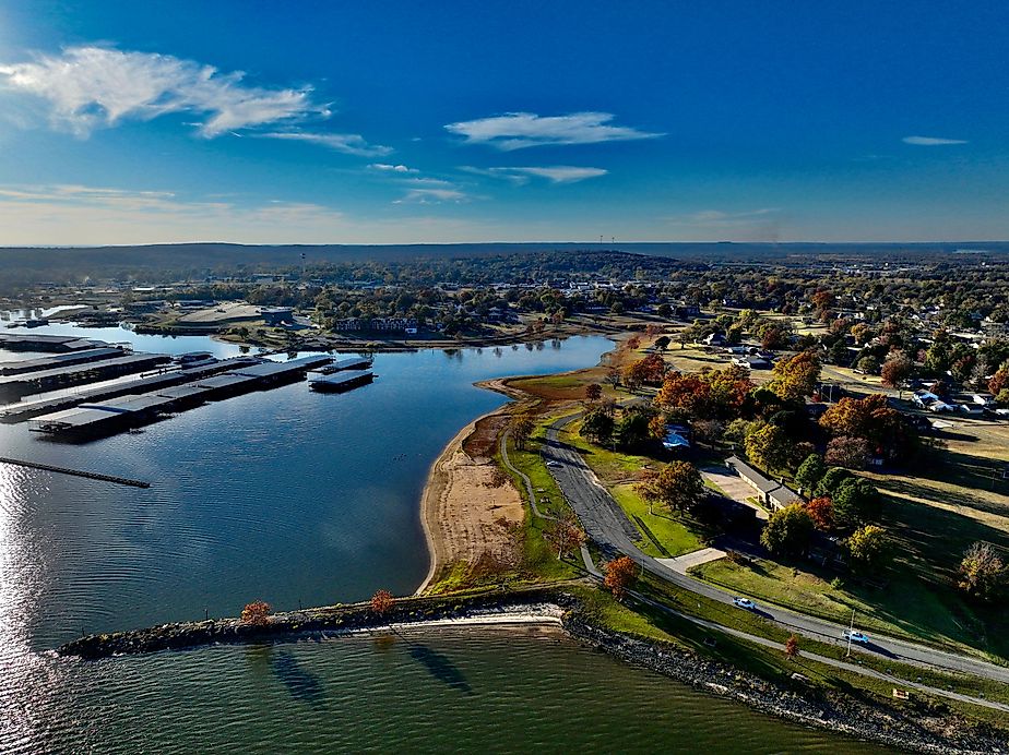 Aerial view of Lake Eufaula in Oklahoma.