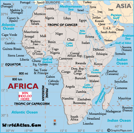 Africa political map This map shows political boundaries and main rivers.