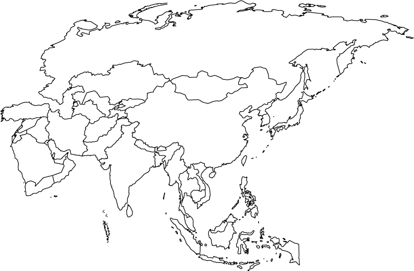 Outline Map Of Asia Border Map Of Asia Asia Map For Coloring Book 