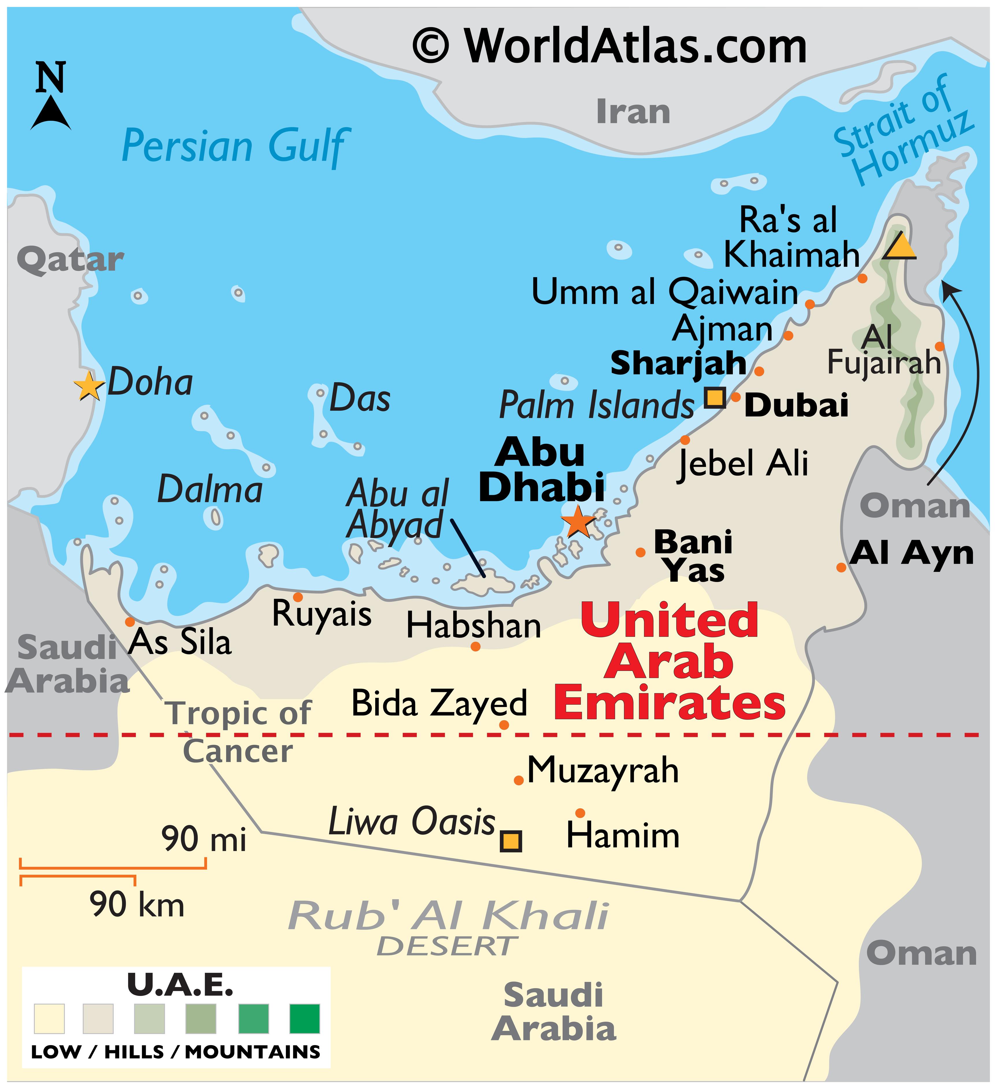 Detail UAE Road Map for Travelers | UAE Dubai Metro City Streets Hotels
