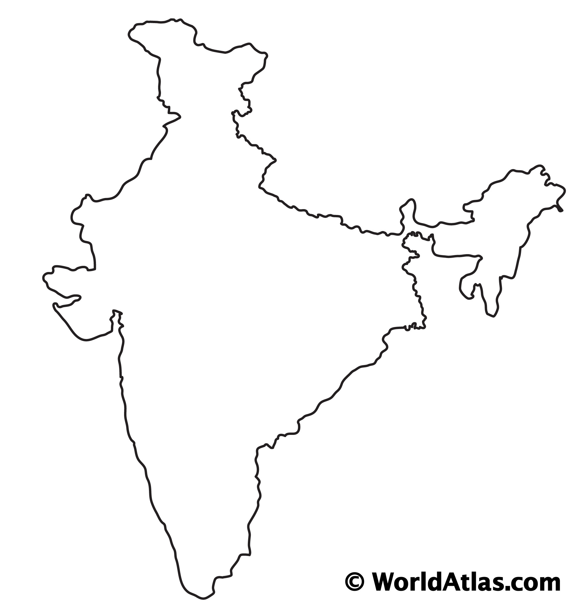 India Outline Map 