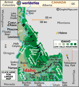 idaho map geography maps landforms state usa topographical weather worldatlas outline atlas famous north including webimage countrys namerica usstates