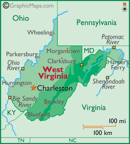 Map Of West Virginia Large Color Map