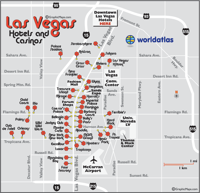 las vegas strip map with hotels. famous quot;Las Vegas Strip,quot;