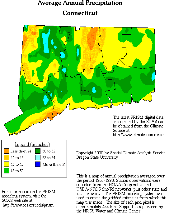 Connecticut Precipitation Map