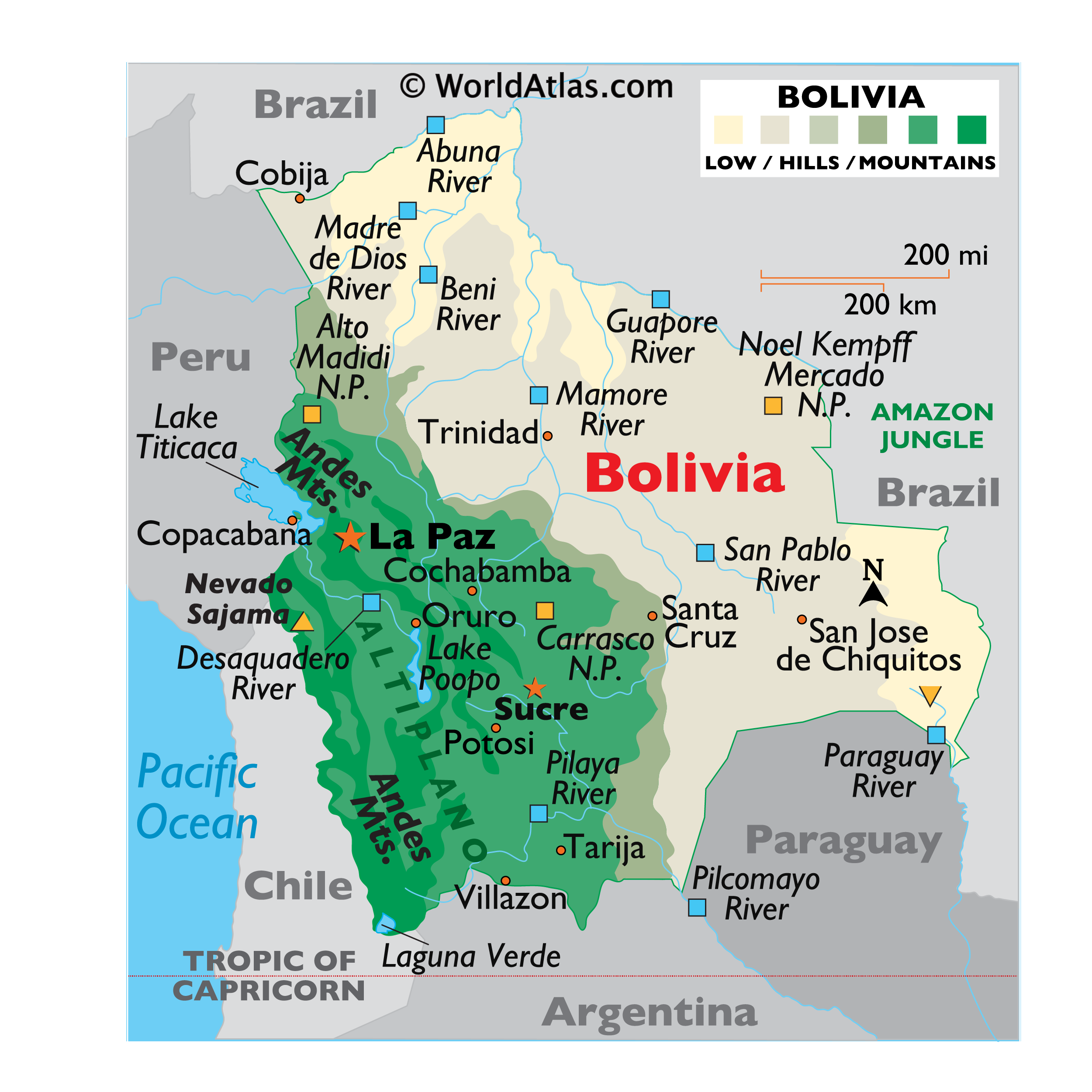 Bolivia Large Color Map