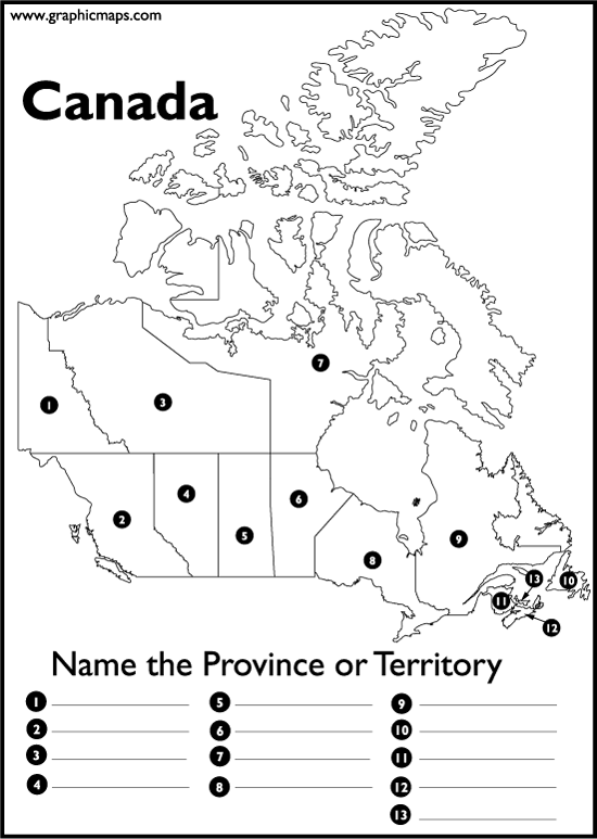 blank canada map with provinces and capitals