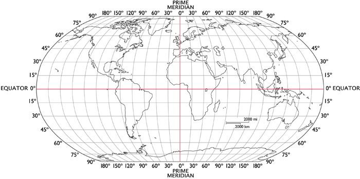 Latitude Longitude Outline Map