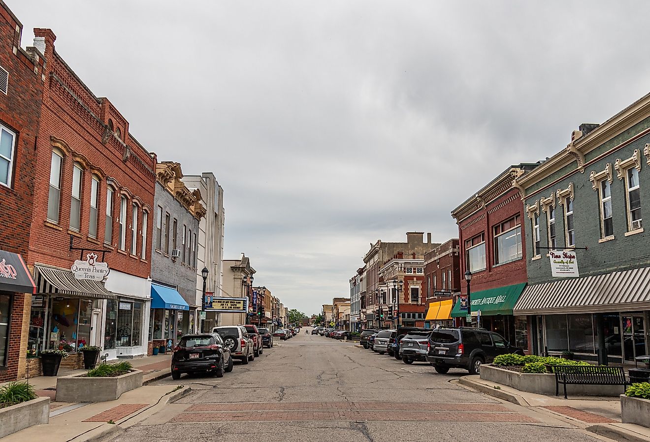 Historic downtown shopping district in Leavenworth, Kansas. Image credit Jon M. Ripperger via Shutterstock
