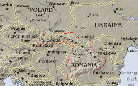The Carpathian Mountains Map and Details
