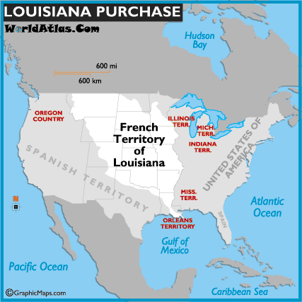 World Map To Purchase Louisiana Purchase Map   Worldatlas