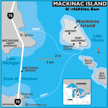 Where Is Mackinac Island On A Map Mackinac Island Map Ferry and Hotels Travel Information Page