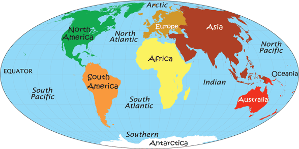 world map with continents labeled World Map With Continents And Oceans Identified world map with continents labeled