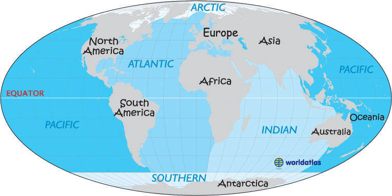 Ocean Map And Names - Wayne Baisey