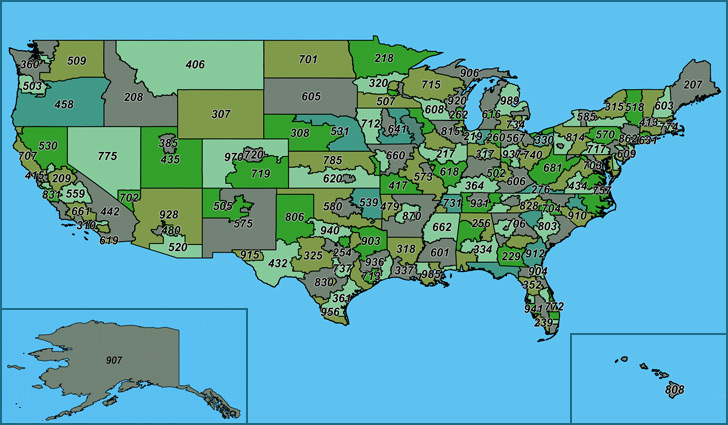 United States Of America Area Codes USA Area Code Map Map Of 