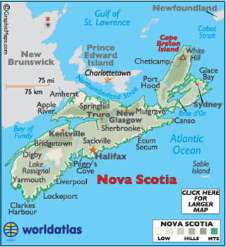 Where Is Nova Scotia On A World Map Nova Scotia Map / Geography of Nova Scotia / Map of Nova Scotia 