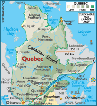Quebec Map \/ Geography of Quebec \/ Map of Quebec  Worldatlas.com