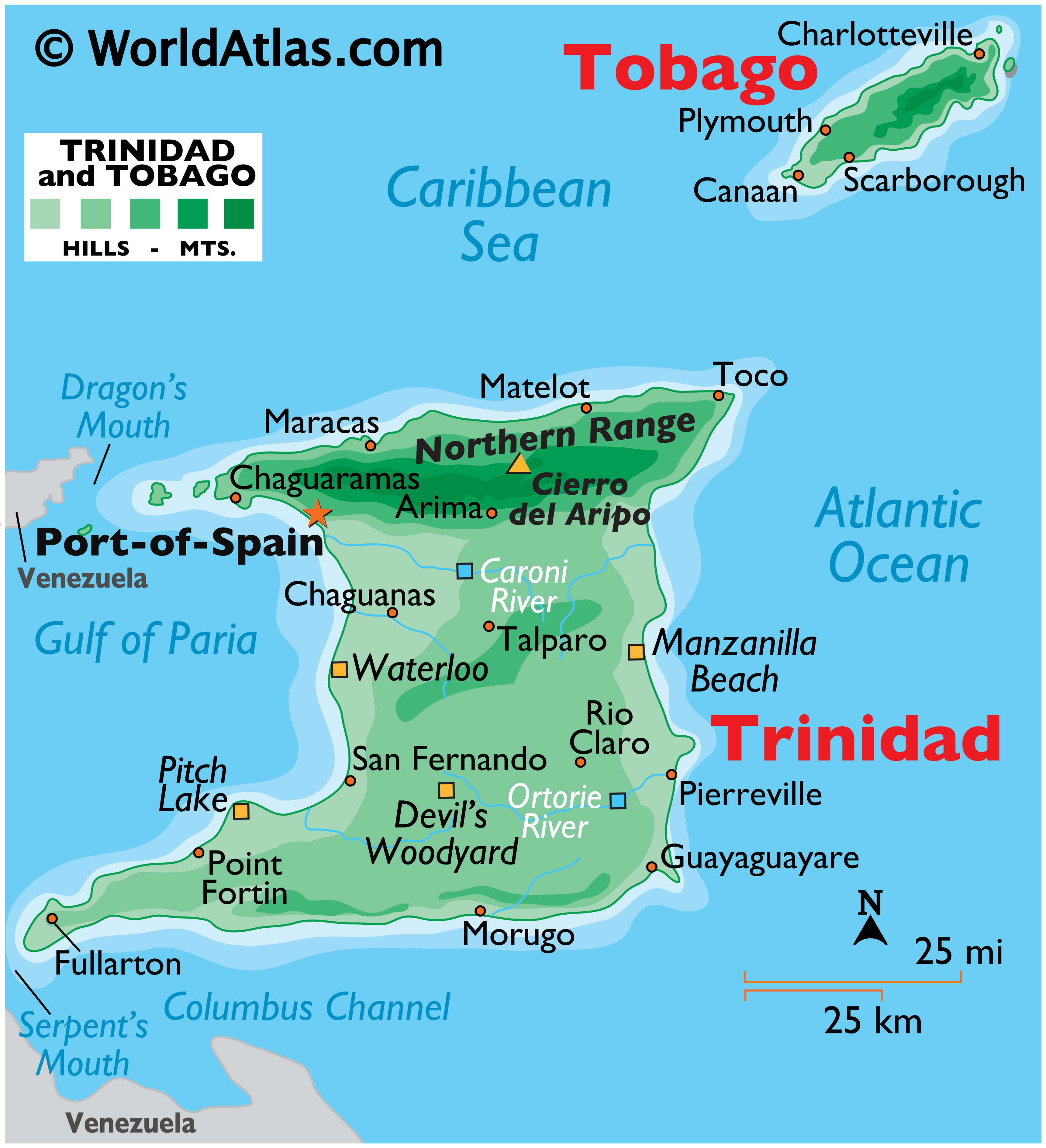 Trinidad and Tobago Map / Geography of Trinidad and Tobago / Map of