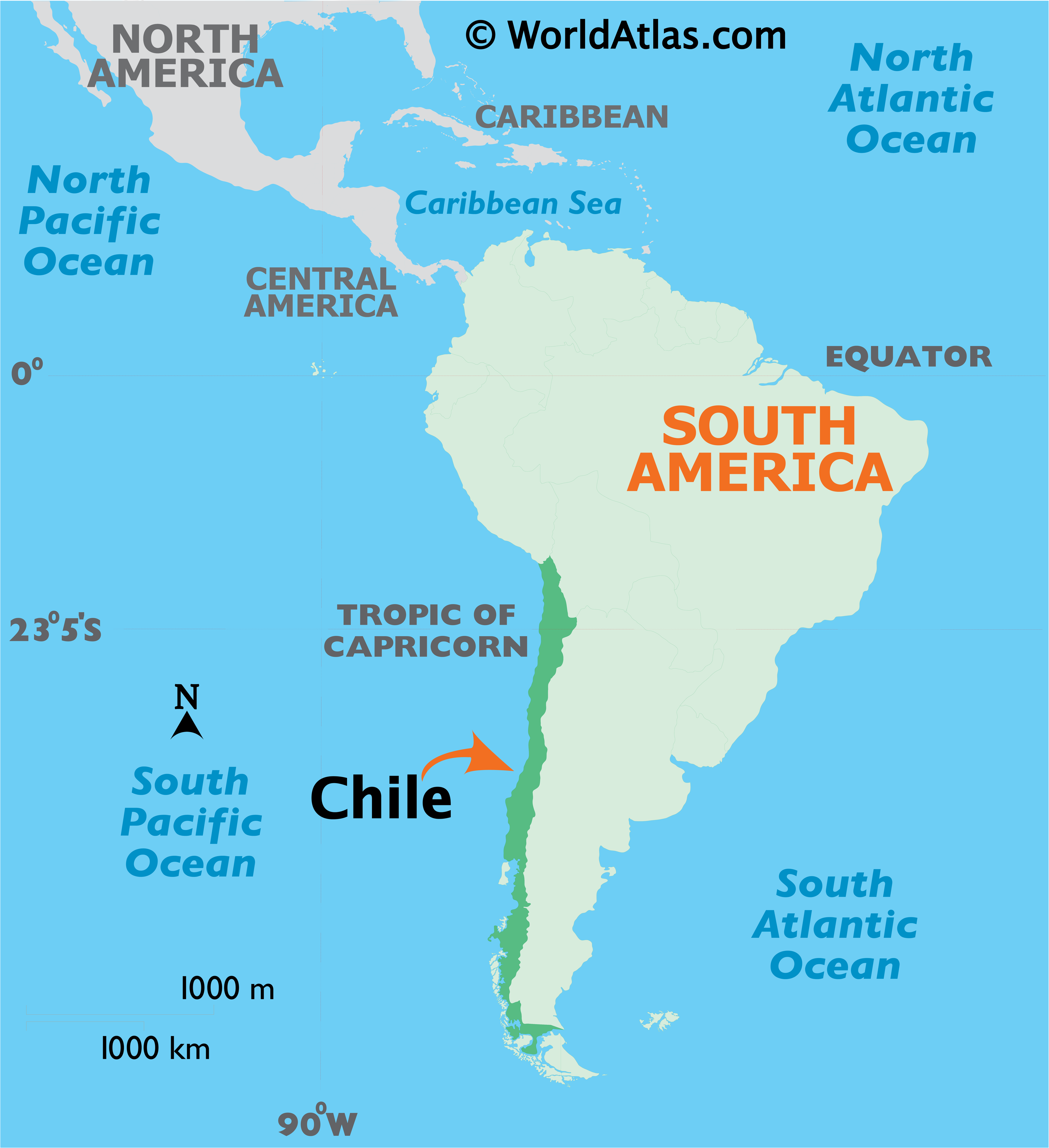 Chile On World Map