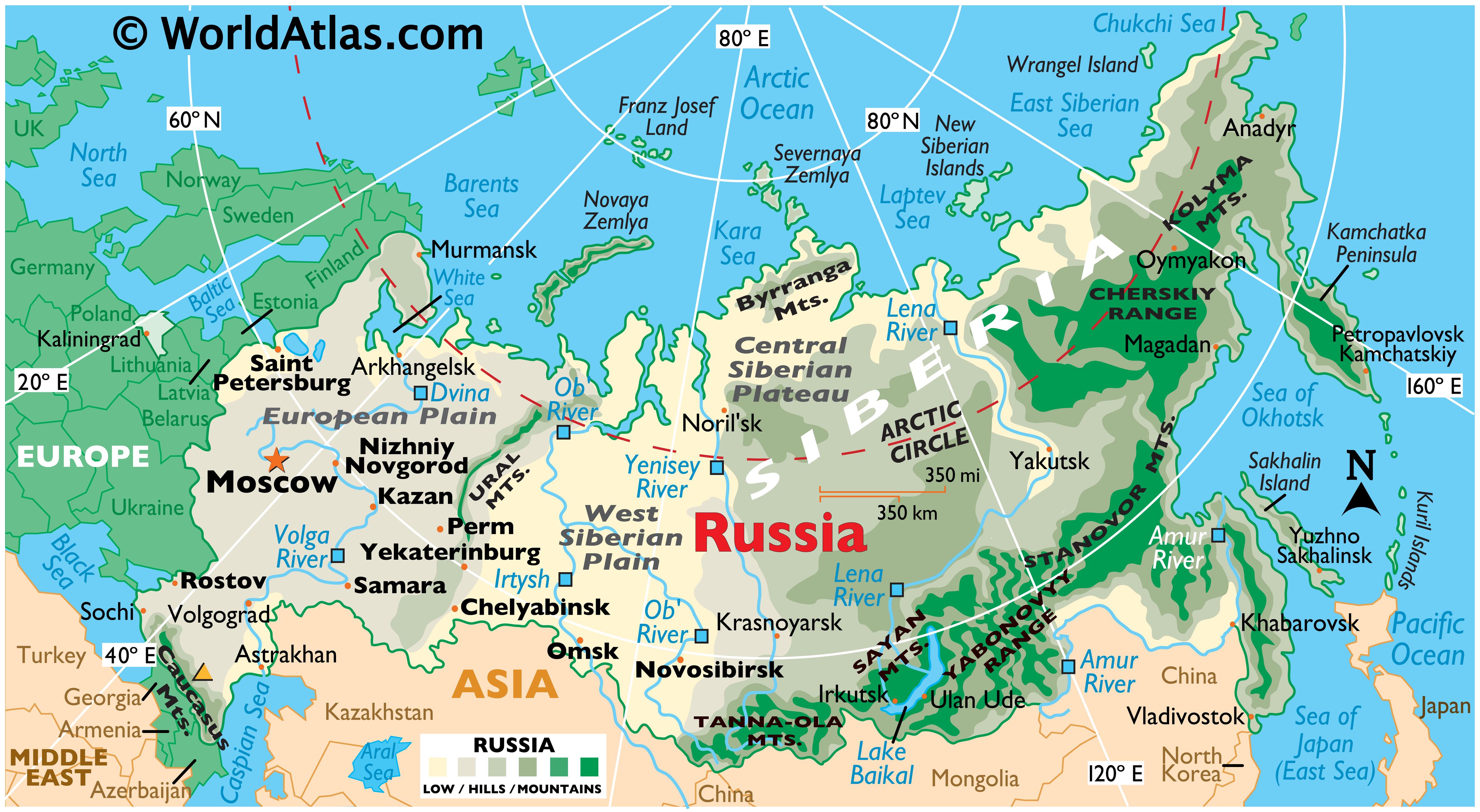Physical Features Map Of Russia Russia Map / Geography of Russia / Map of Russia   Worldatlas.com