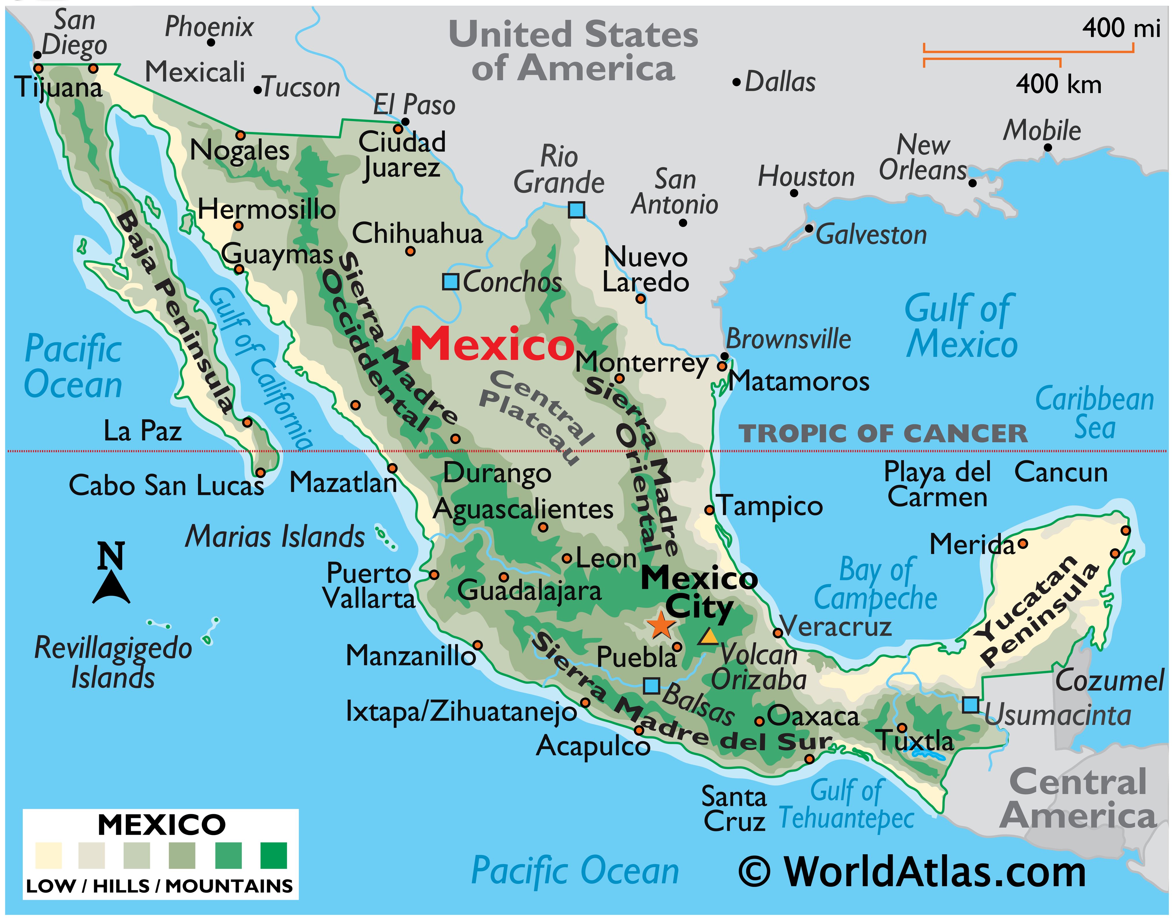 Mexico Maps Mexico Map Of Mexico Landforms Of Mexico Worldatlas