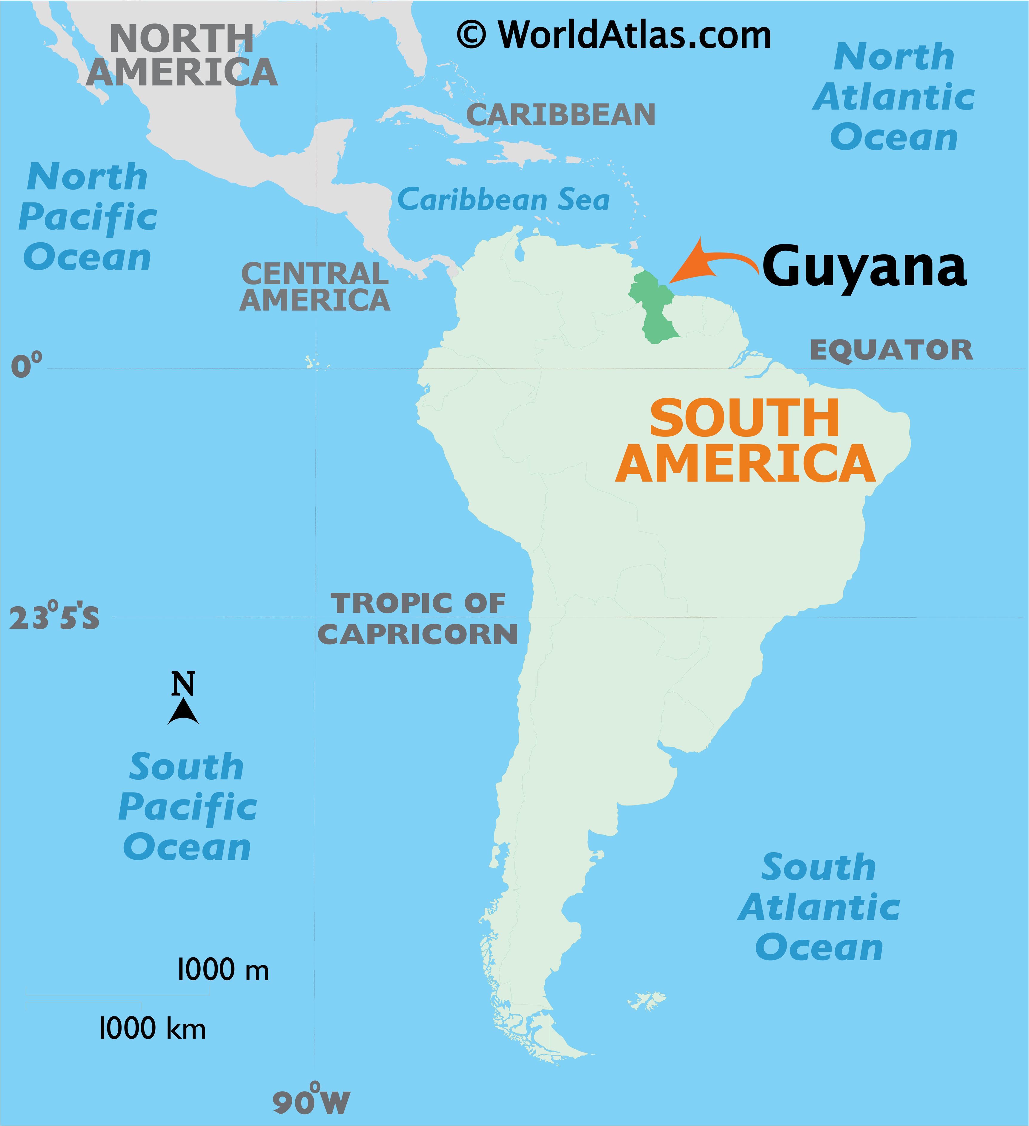 Where Is Guyana On The World Map Guyana Map / Geography of Guyana / Map of Guyana   Worldatlas.com