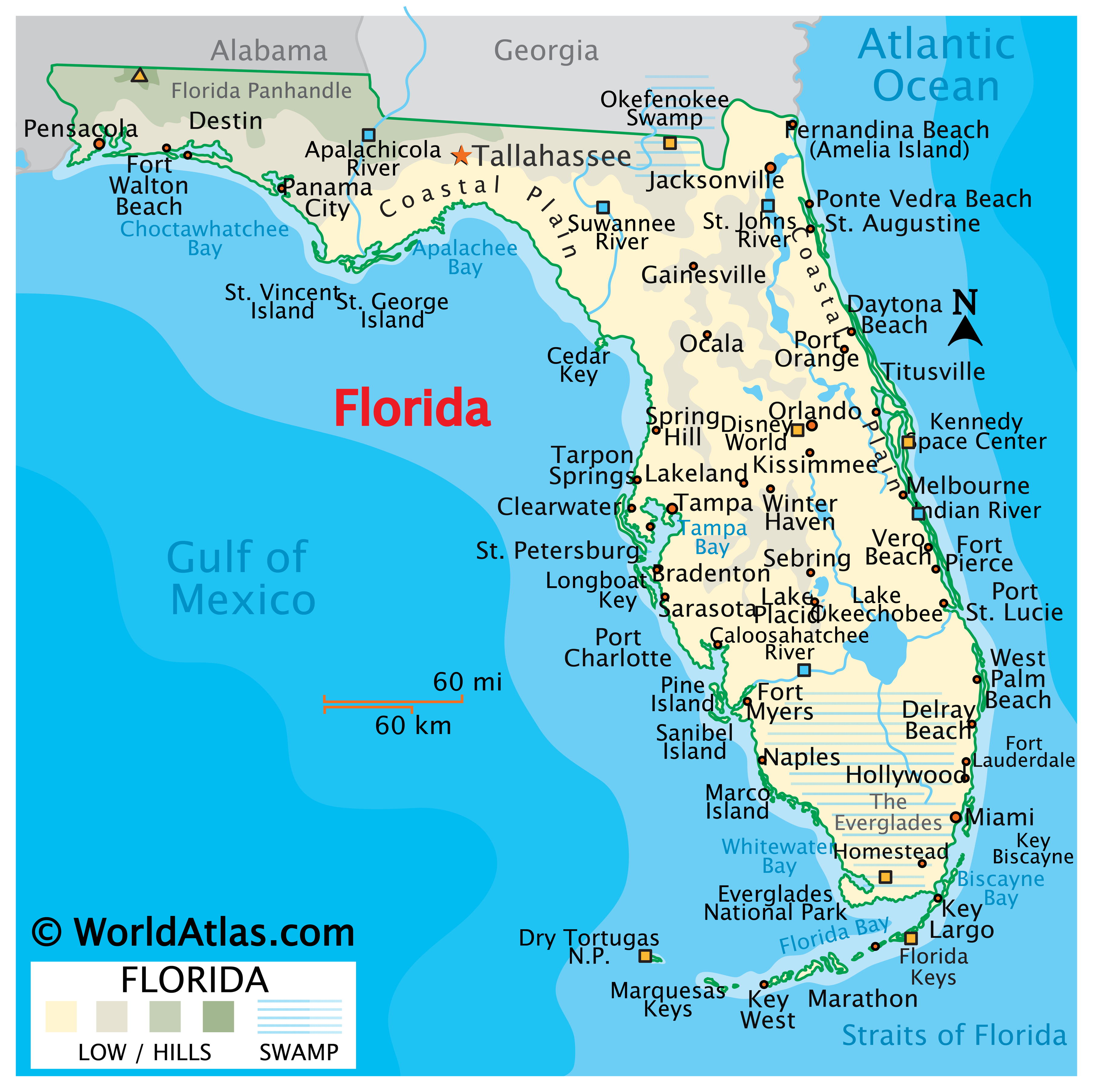 Florida Map / Geography of Florida/ Map of Florida   Worldatlas.com