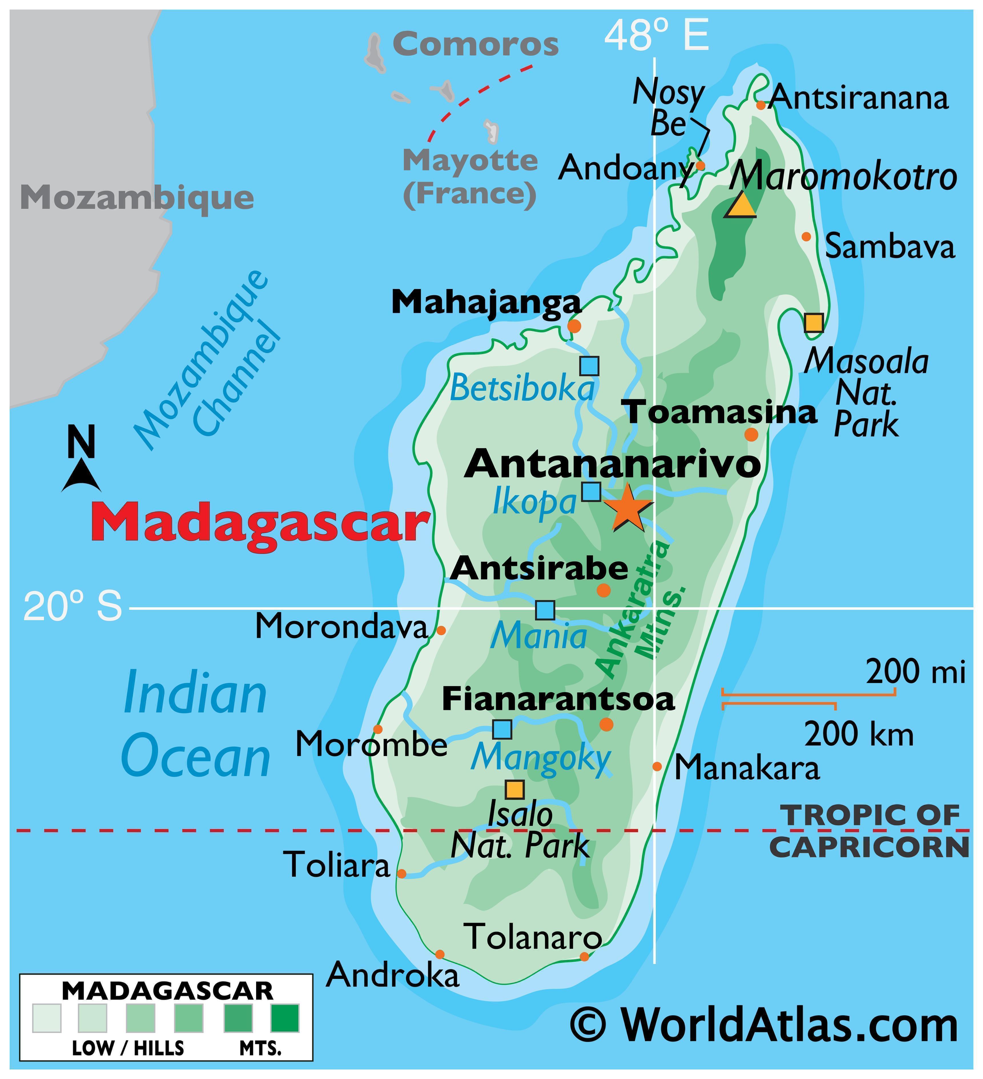 madagaskar karta Map of madagascar (overview map/regions) : worldofmaps ...
