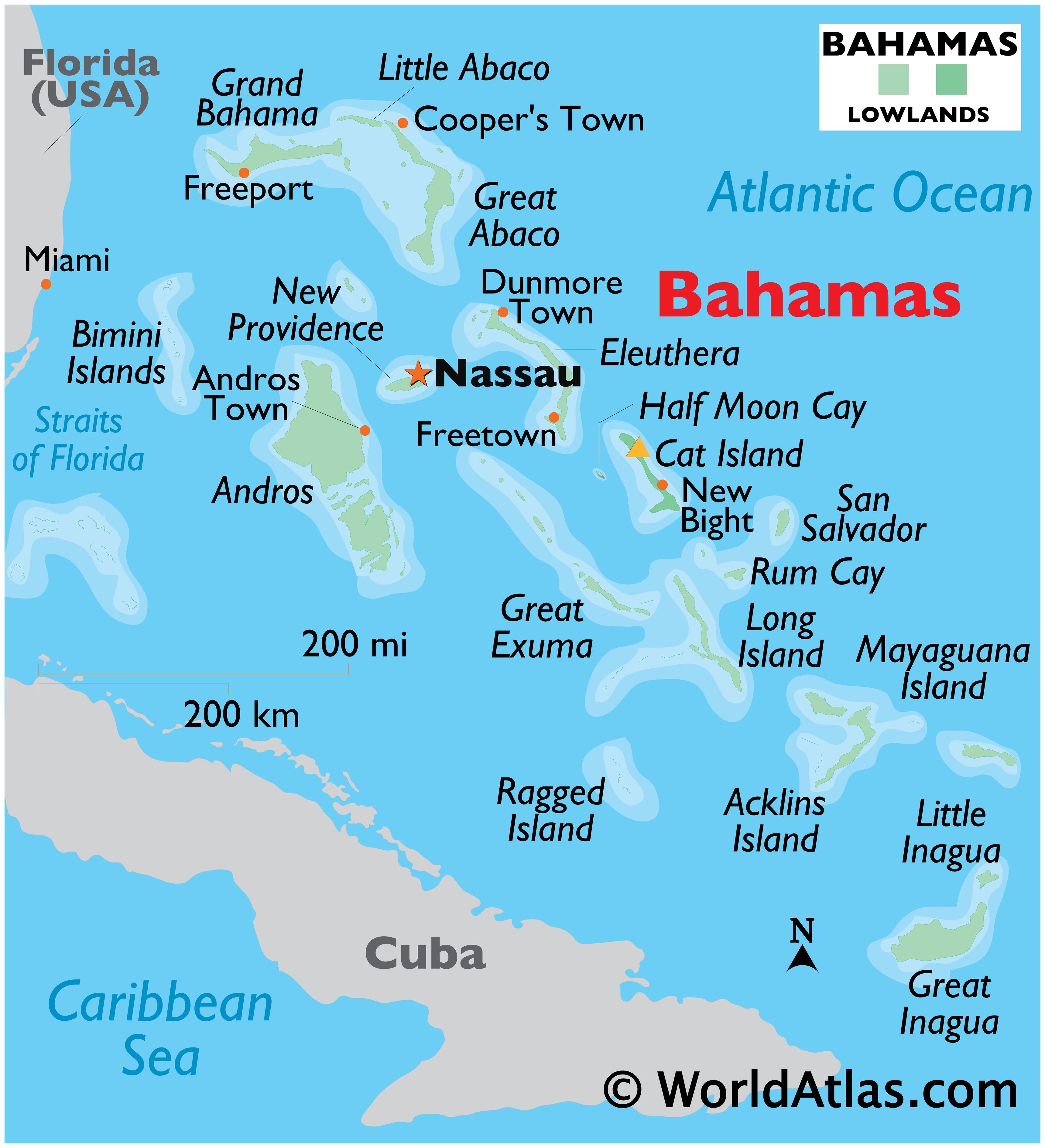 map of florida and bahamas Bahamas Map Geography Of Bahamas Map Of Bahamas Worldatlas Com map of florida and bahamas