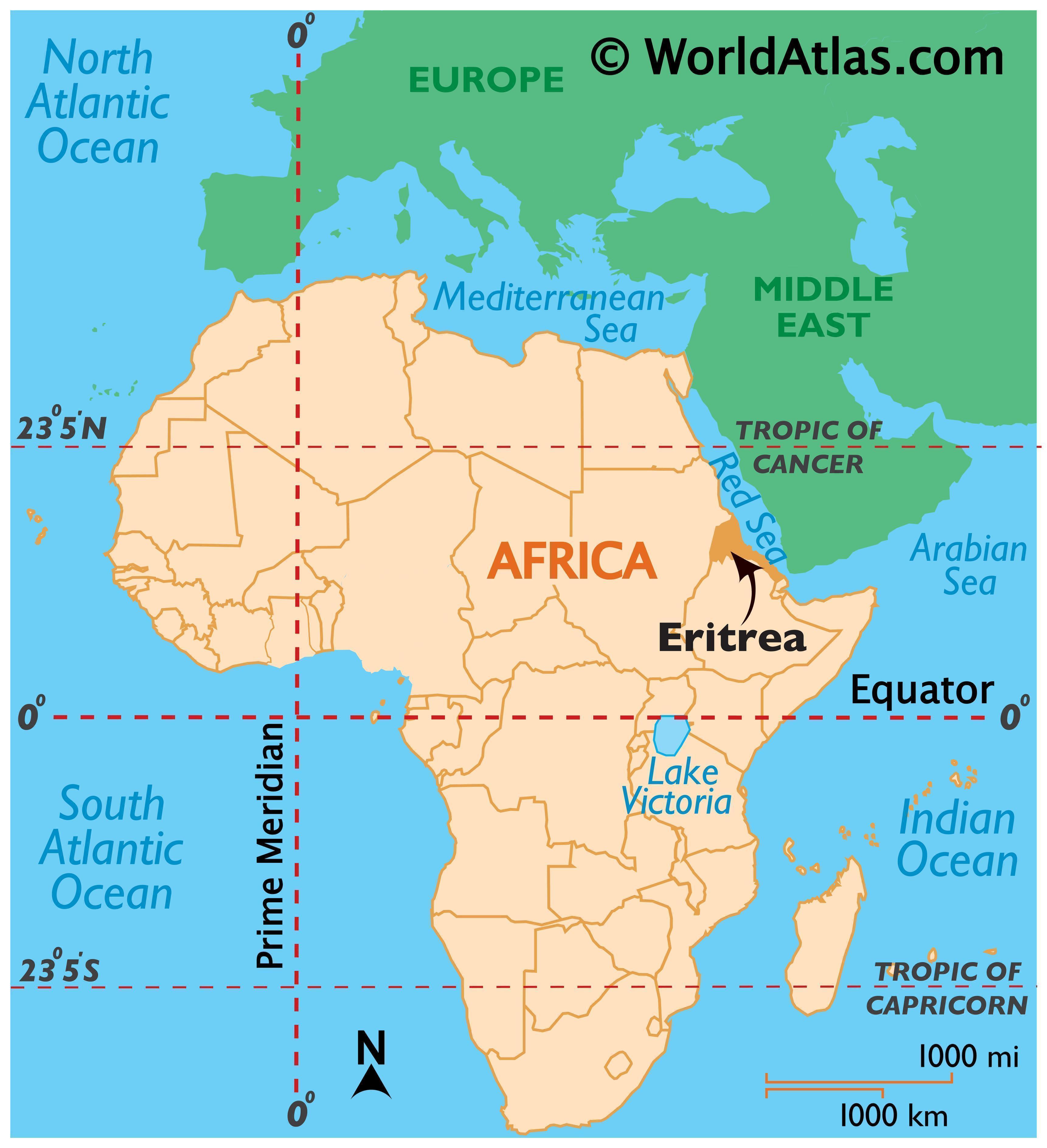 where is eritrea in africa map Eritrea Map Geography Of Eritrea Map Of Eritrea Worldatlas Com where is eritrea in africa map