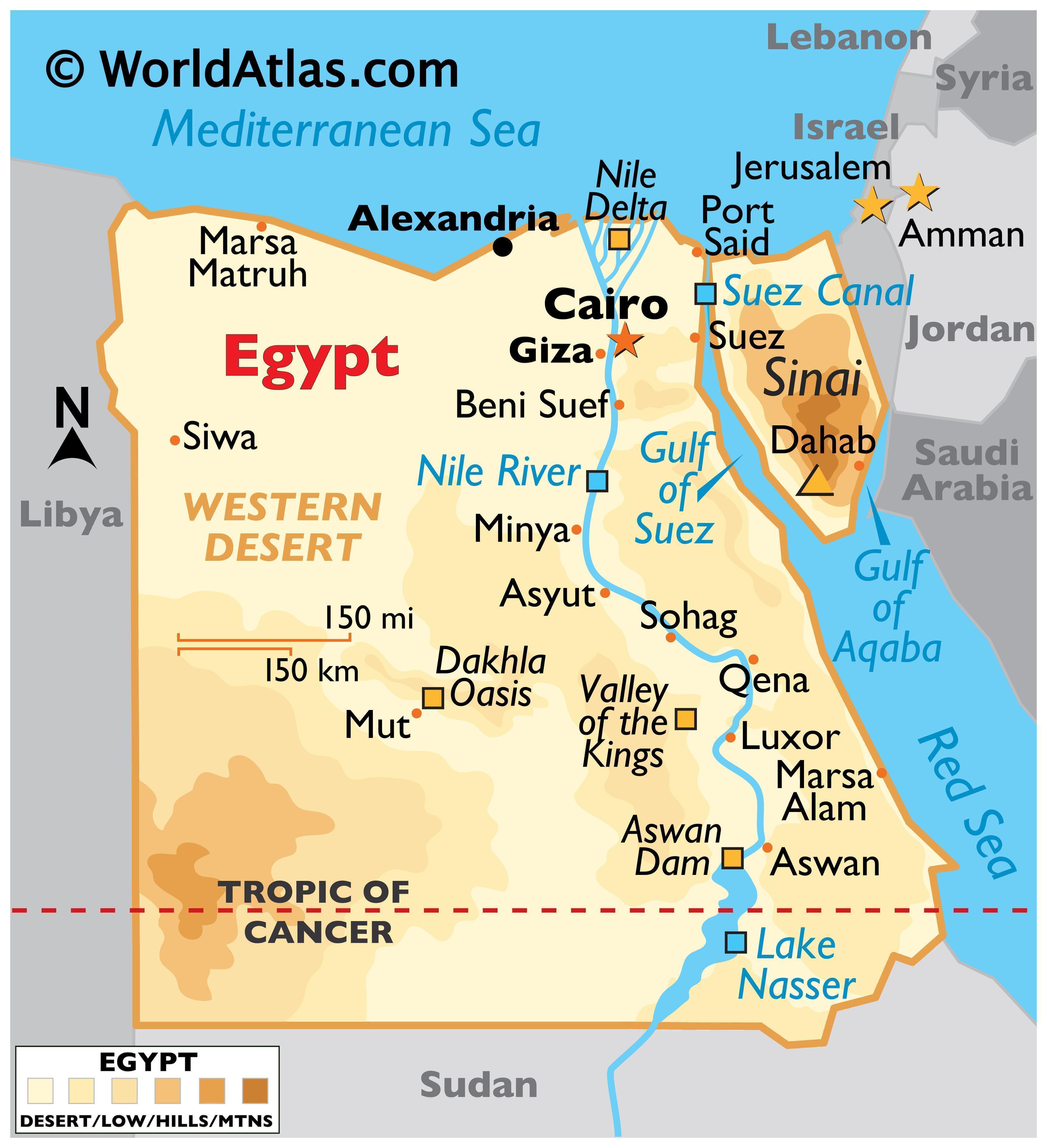 Geographical Map Of Egypt Egypt Map / Geography of Egypt / Map of Egypt   Worldatlas.com