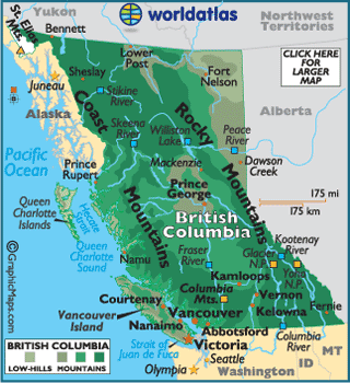 Kaart Canada British Columbia - Vogels