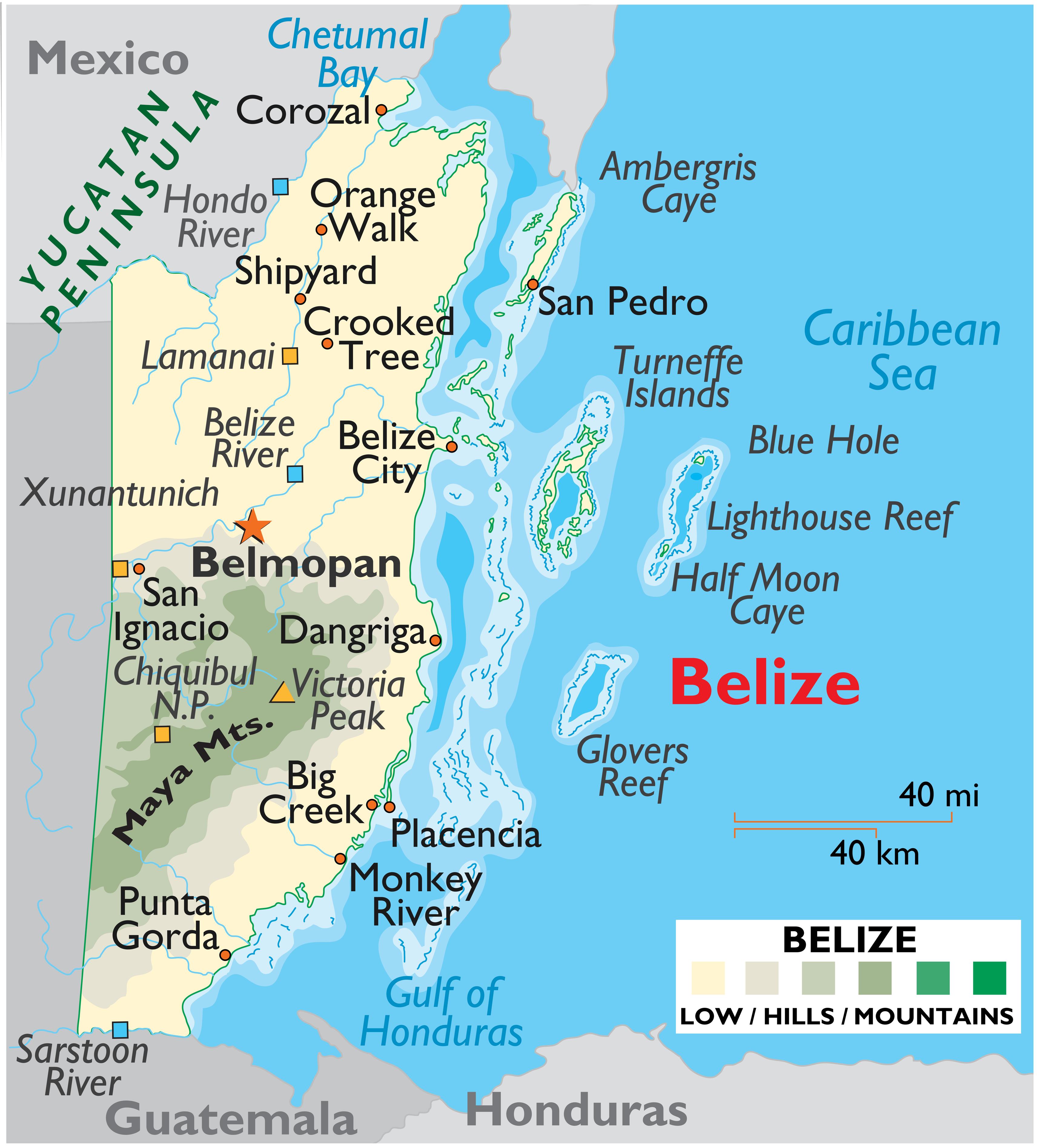Large Belize Map - Map of Belize, Belize Map - World Atlas