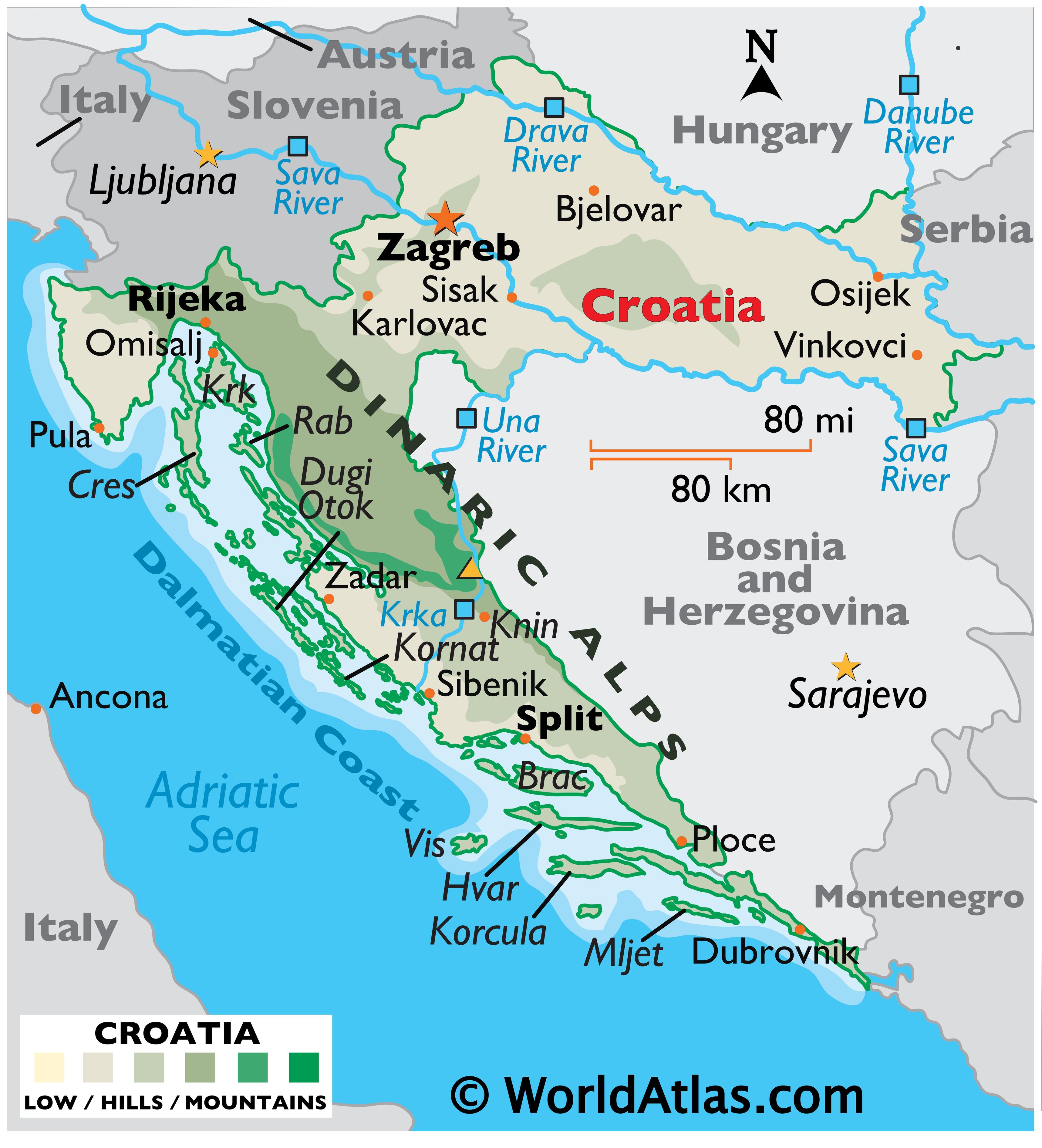 Kaart Kroatie - kaart
