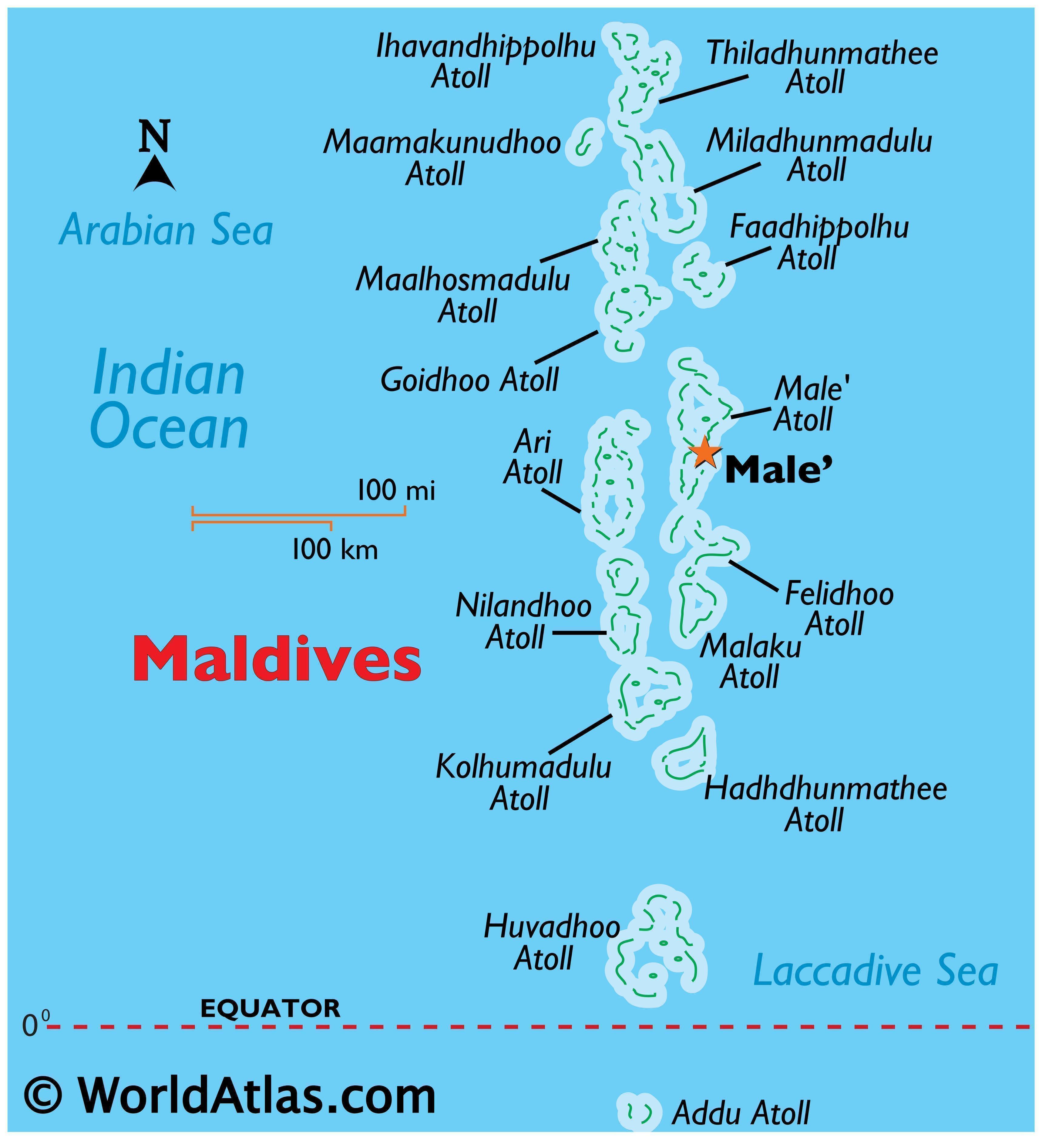 Maldives Outline Map